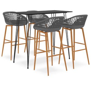 vidaXL Set da Bar 5 pz Nero e Grigio