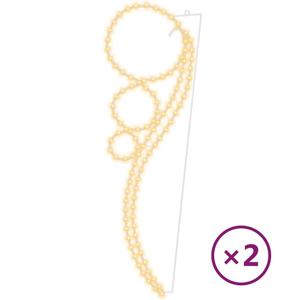 vidaXL Stringhe Luci a Forma di Palle 2pz Bianco Caldo 111,5x35x4,5cm