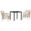 vidaXL Set da Pranzo per Giardino 3 pz Beige polyrattan