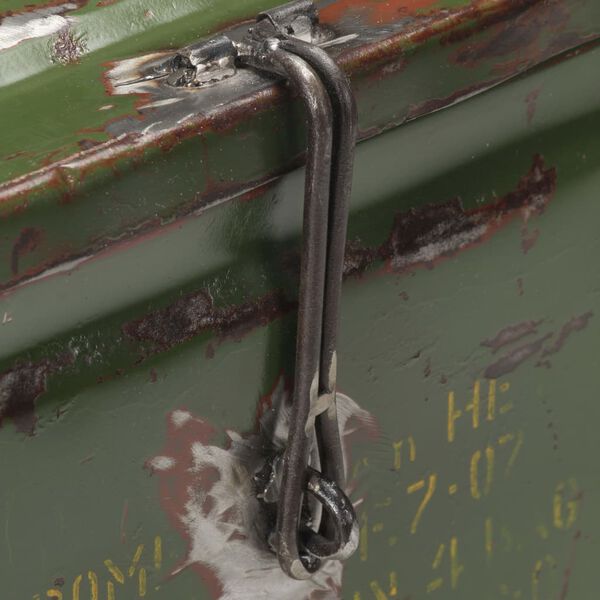 vidaXL Baule Portaoggetti Stile Militare 68x24x66 cm Ferro