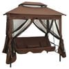 vidaXL Gazebo Convertibile Panchina a Dondolo Caff&egrave;