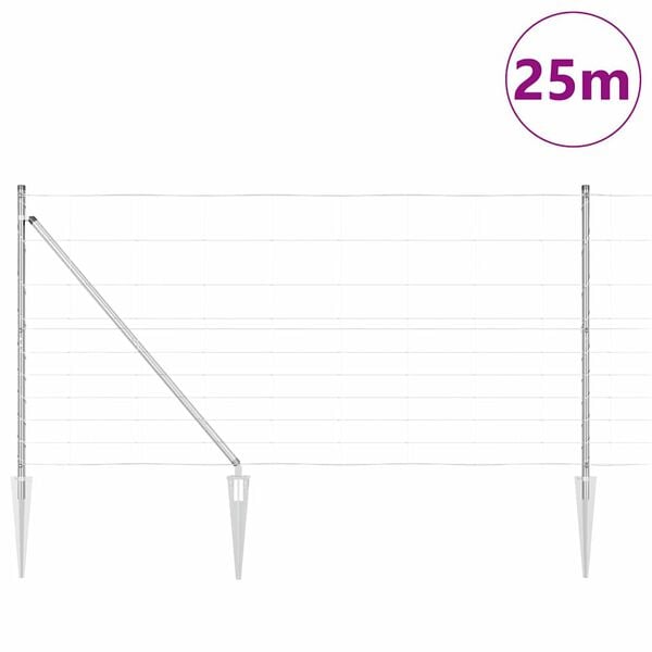 vidaXL Palo della recinzione Zincato 25 x 1,2 m Acciaio