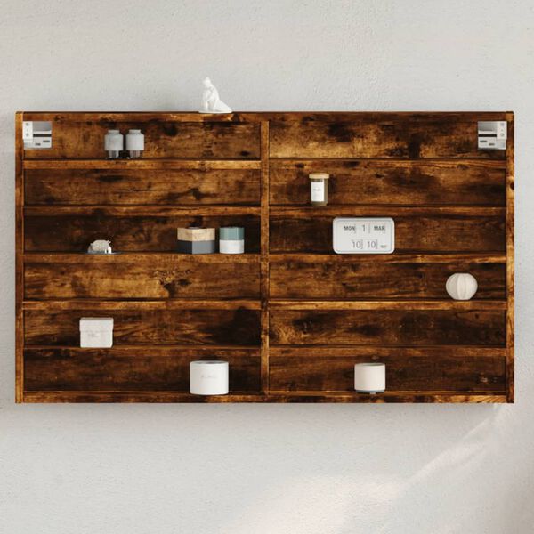 vidaXL Armadietto Vetrina Rovere Fumo 100x8,5x58 cm Legno Multistrato