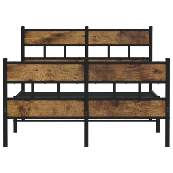 vidaXL Giroletto senza Materaso in Metallo Rovere Fumo 120x200 cm