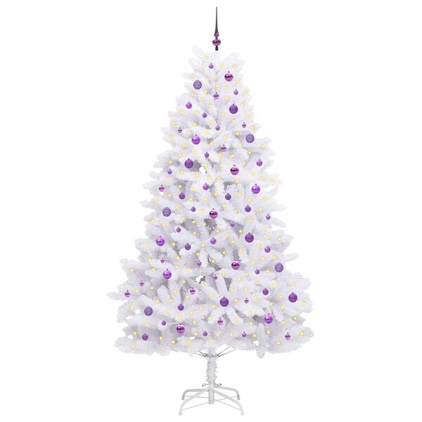vidaXL Albero di Natale Artificiale con Rami Pieghevoli Bianco 240 cm