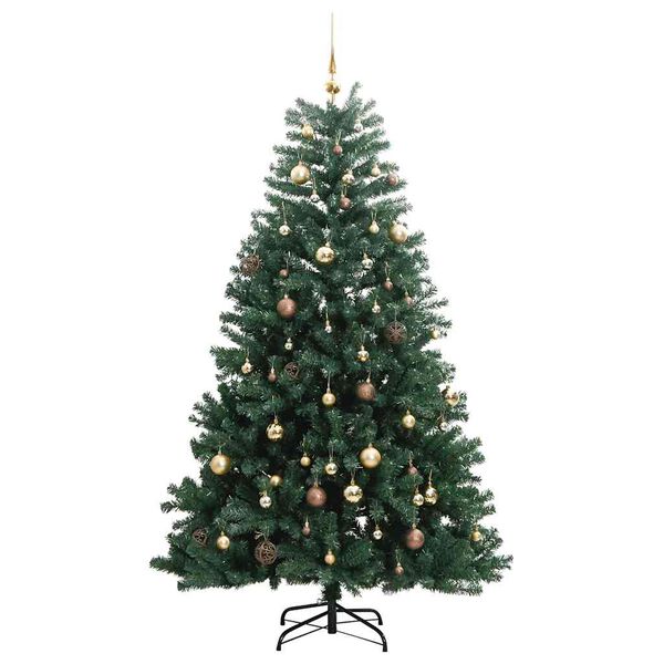 vidaXL Albero Natale Incernierato con 300 LED e Palline 210 cm