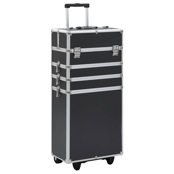 vidaXL Valigia Trolley per Cosmetici in Alluminio Nero