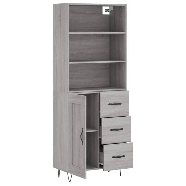 vidaXL Credenza Grigio Sonoma 69,5x34x180 cm in Legno Multistrato