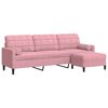 vidaXL Divano a 3 Posti con Poggiapiedi rosa 210cm in Velluto