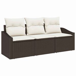 vidaXL Set Divano da Giardino 3 pcs Marrone e bianco polyrattan
