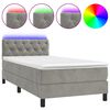 vidaXL Letto a Molle con Materasso e LED Grigio Chiaro 80x200 cm Velluto
