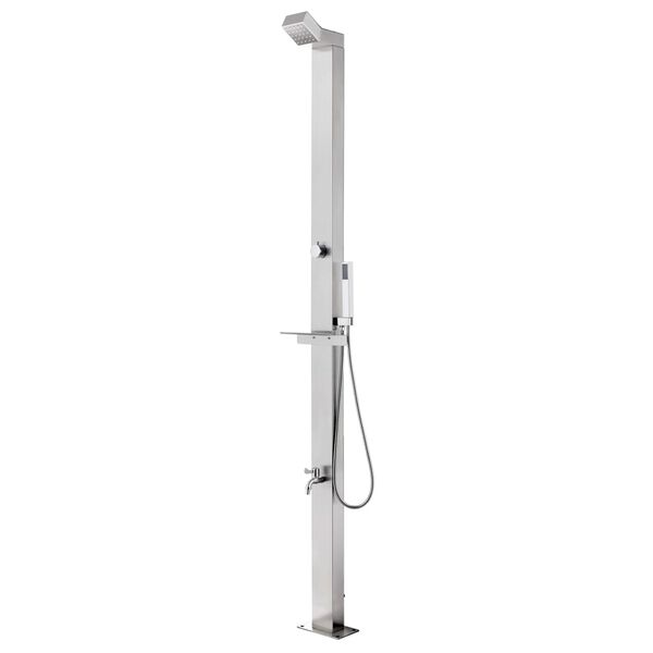 vidaXL Doccia da Giardino con Base Grigia 225 cm in Acciaio Inox