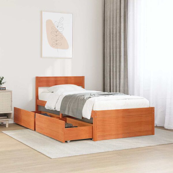 vidaXL Letto senza Materasso Marrone Cera 90x200 cm Legno di Pino