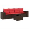 vidaXL Set Divani da Giardino 5 pz con Cuscini Marrone in Polyrattan