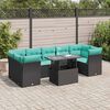 vidaXL Set Divani da Giardino con Cuscini 8 pz Nero Polyrattan Acacia