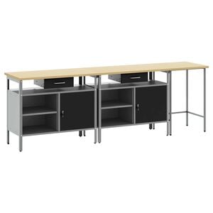 vidaXL Set banco da lavoro 3 pz Rosso e Grigio