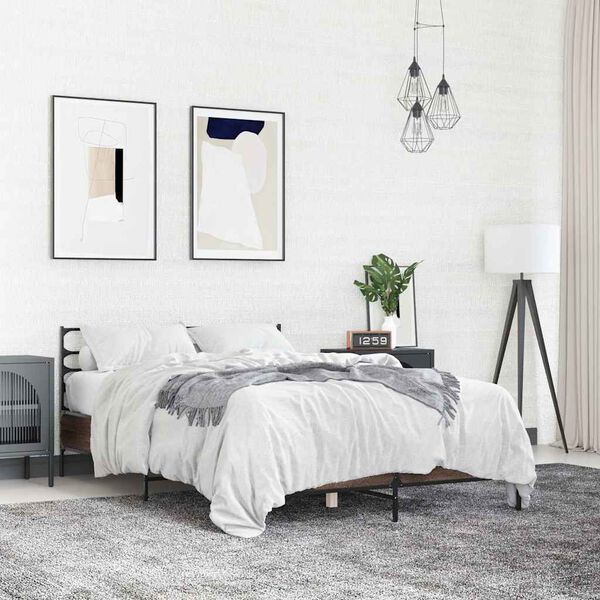 vidaXL Giroletto Rovere Marrone 140x190cm in Legno Multistrato Metallo