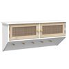 vidaXL Appendiabiti a Muro Bianco Legno Multistrato e Rattan Naturale