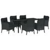 vidaXL Set da Pranzo per Giardino con cuscino 7 pcs Nero polyrattan