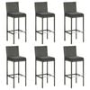 vidaXL Sgabelli da Bar con Cuscini 6 pz in Polyrattan Grigio