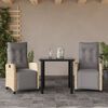 vidaXL Set Pranzo da Giardino 3 pz con Cuscini Beige Misto Polyrattan