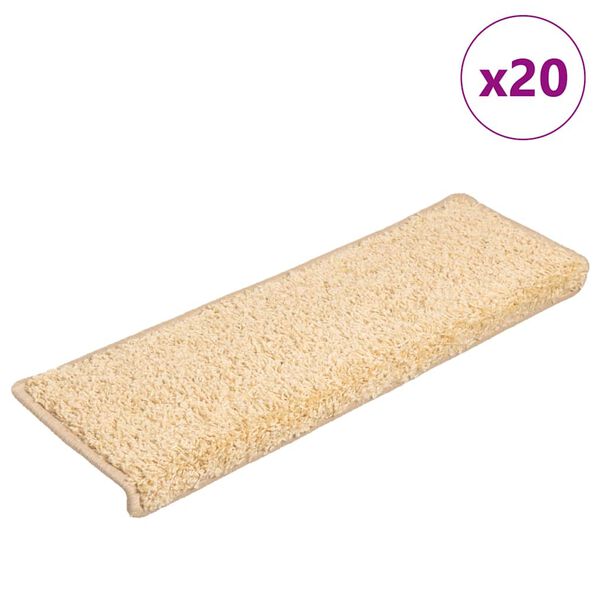 vidaXL Tappetini per scale 20 pz 65x21x4 cm Crema Bordo rettangolare