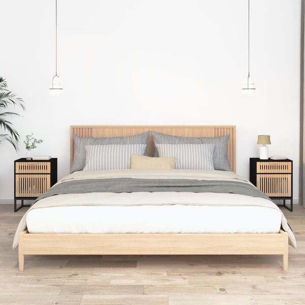 vidaXL Comodini 2 pz Neri 40x30x55,5 cm Legno Multistrato e Ferro