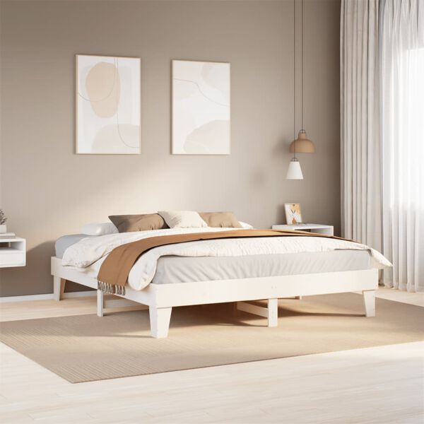 vidaXL Letto senza Materasso Bianco 180x200 cm Legno Massello di Pino