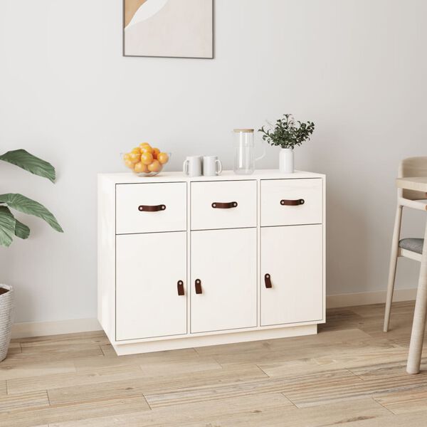 vidaXL Credenza Bianca 100x40x75 cm in Legno Massello di Pino