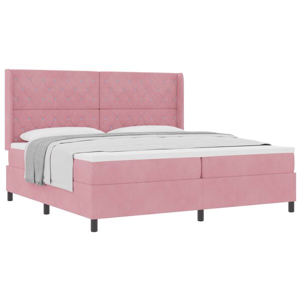 vidaXL Letto a molle con materasso Rosa 200 x 200 cm Velluto