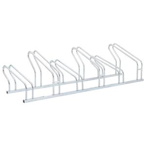 vidaXL Supporto per 6 Bici da Pavimento Autoportante Acciaio Zincato