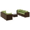 vidaXL Set Divani da Giardino 7 pz con Cuscini in Polyrattan Marrone