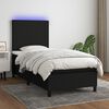vidaXL Letto a Molle con Materasso e LED Nero 90x200 cm in Tessuto