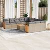 vidaXL Set Divano da Giardino 13 pz con Cuscini Beige Misto Polyrattan