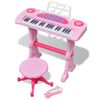 vidaXL Gioco Bambini Tastiera con Sgabello/Microfono 37 Tasti Rosa