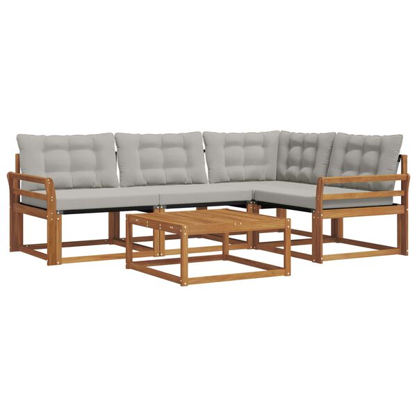 vidaXL Set di divani da esterno 5 pcs Grigio Naturale e Chiaro