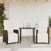 vidaXL Set da Pranzo da Giardino 3pz con Cuscini in Polyrattan Marrone