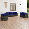vidaXL Set Divani da Giardino 7 pz con Cuscini in Polyrattan Grigio