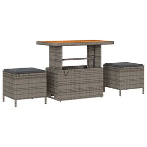 vidaXL Set da Pranzo per Giardino Grigio Poly Rattan