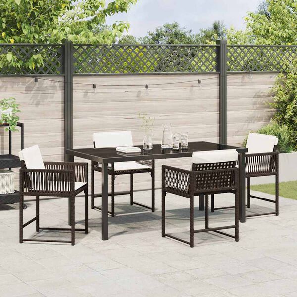 vidaXL Set da Pranzo per Giardino 5 pcs Marrone polyrattan