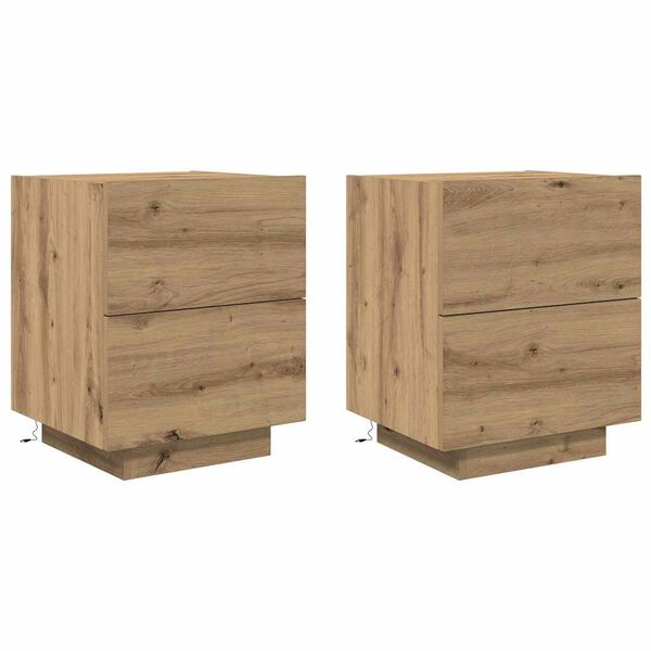 vidaXL Armadio da Notte 2 pcs Rovere artigianale 45 x 40 x 55 cm