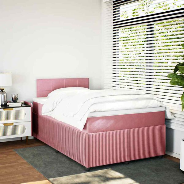 vidaXL Giroletto a Molle con Materasso Rosa 120x200 cm in Velluto