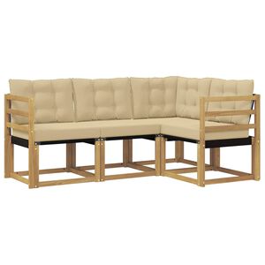 vidaXL Set di divani da esterno 4 pz Bianco e Beige