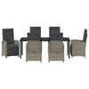 vidaXL Set da Pranzo per Giardino con cuscino 7 pcs Grigio polyrattan