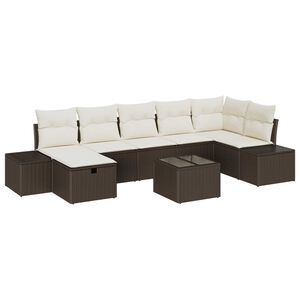 vidaXL Set Divano da Giardino con cuscino 8 pcs Marrone polyrattan