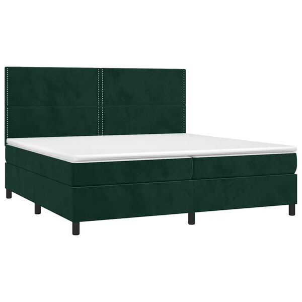 vidaXL Letto a Molle con Materasso e LED Verde Scuro 200x200cm Velluto