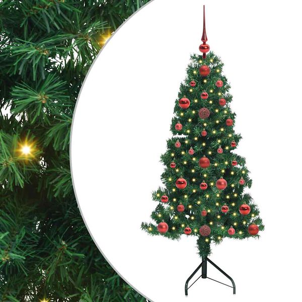 vidaXL Albero di Natale Artificiale Angolare con 150 LED Verde 120 cm