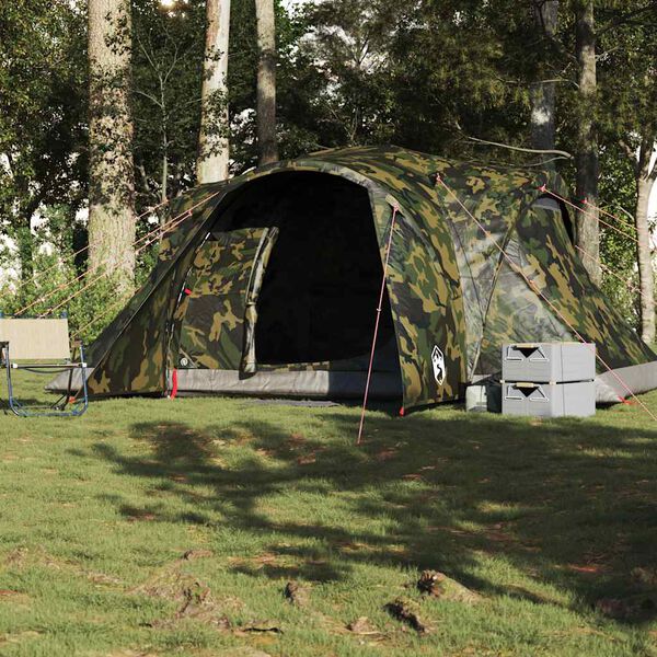 vidaXL Tenda da Campeggio a Cupola per 6 Persone Mimetica Impermeabile