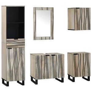 vidaXL Set di mobili per il bagno 5 pcs Marrone Noce Legno multistrato