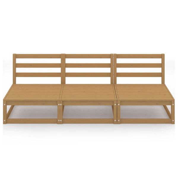 vidaXL Divano da Giardino 3 Posti Marrone Ambra Legno Massello di Pino